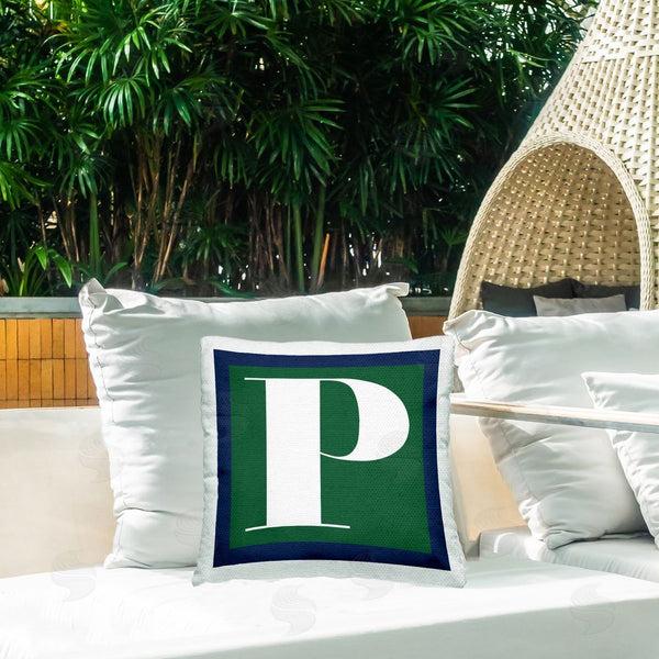 Stupell Industries Stupell Studio | Green P Letter Initial Printed Throw Pillow