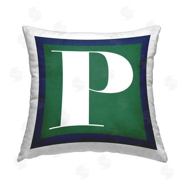 stupell industries Stupell Studio | Green P Letter Initial Printed Throw Pillow