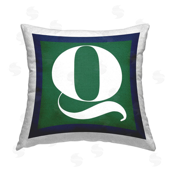 Stupell Industries Stupell Studio | Green Q Name Initial Printed Throw Pillow