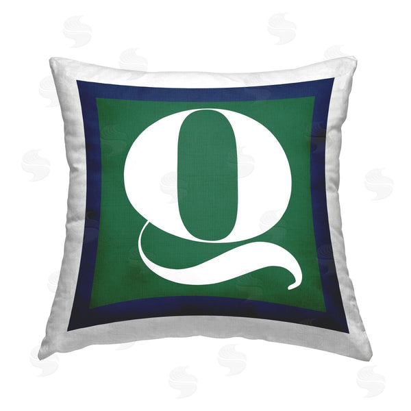 stupell industries Stupell Studio | Green Q Name Initial Printed Throw Pillow