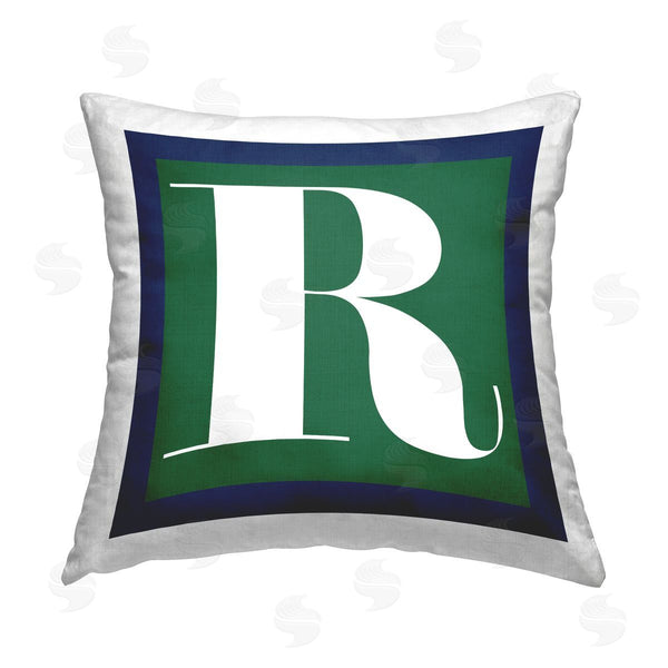 stupell industries Stupell Studio | Green R Name Initial Printed Throw Pillow