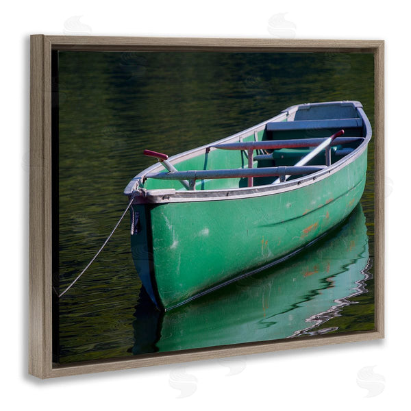 Stupell Industries Stupell Studio | Green Rowboat Canoe Floating Lake Dock Photography Wall Art