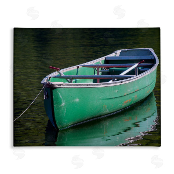 stupell industries Stupell Studio | Green Rowboat Canoe Floating Lake Dock Photography Wall Art