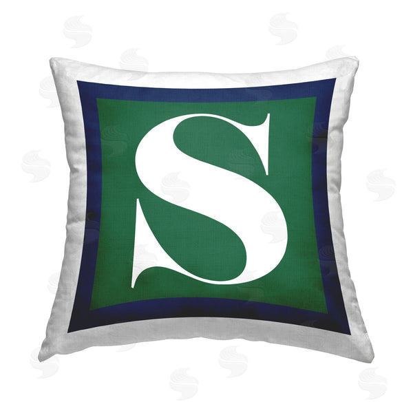 stupell industries Stupell Studio | Green S Name Initial Printed Throw Pillow