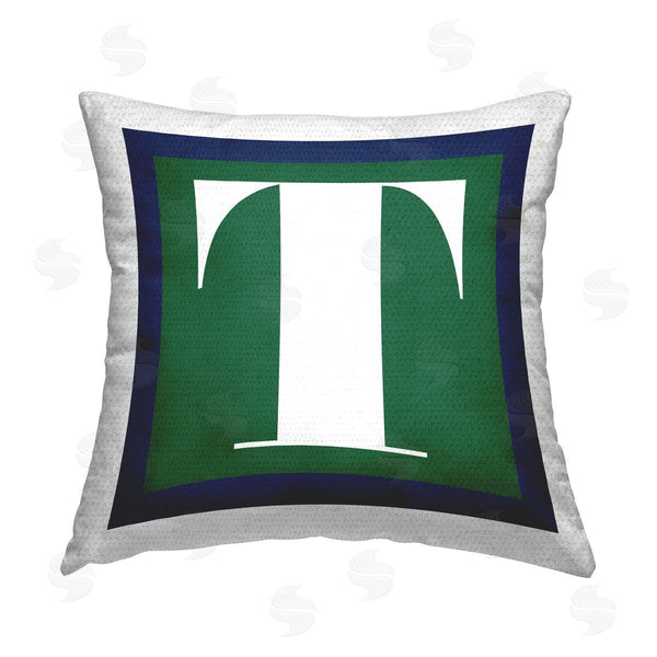 Stupell Industries Stupell Studio | Green T Alphabet Letter Printed Throw Pillow