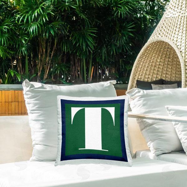 Stupell Industries Stupell Studio | Green T Alphabet Letter Printed Throw Pillow