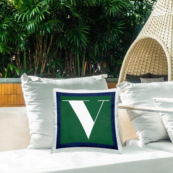 Stupell Industries Stupell Studio | Green V Name Letter Printed Throw Pillow