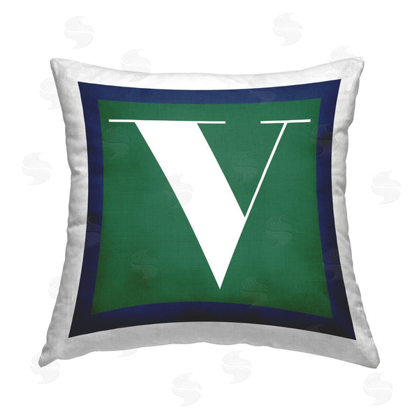 stupell industries Stupell Studio | Green V Name Letter Printed Throw Pillow