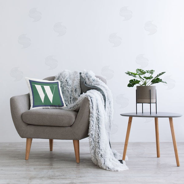 Stupell Industries Stupell Studio | Green W Letter Initial Printed Throw Pillow