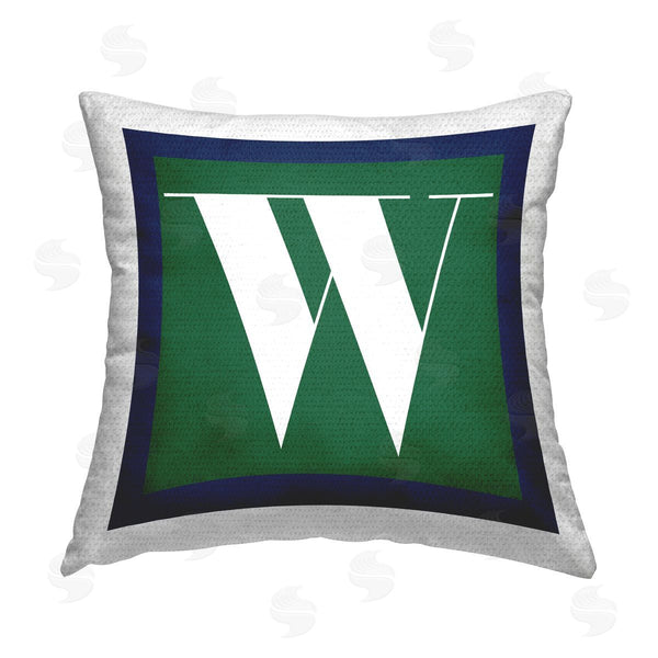 Stupell Industries Stupell Studio | Green W Letter Initial Printed Throw Pillow