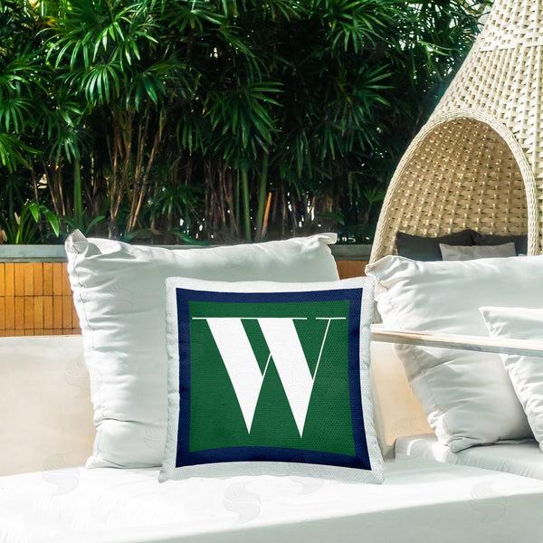 Stupell Industries Stupell Studio | Green W Letter Initial Printed Throw Pillow