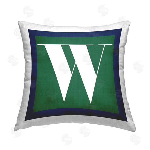 stupell industries Stupell Studio | Green W Letter Initial Printed Throw Pillow