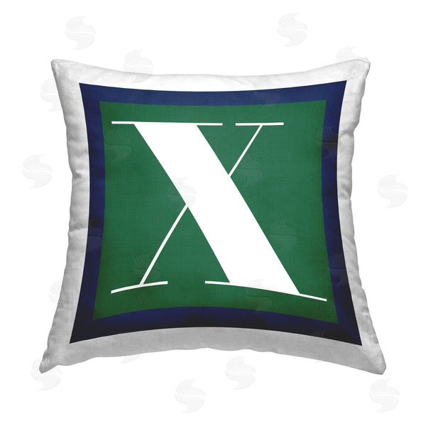 stupell industries Stupell Studio | Green X Alphabet Letter Printed Throw Pillow