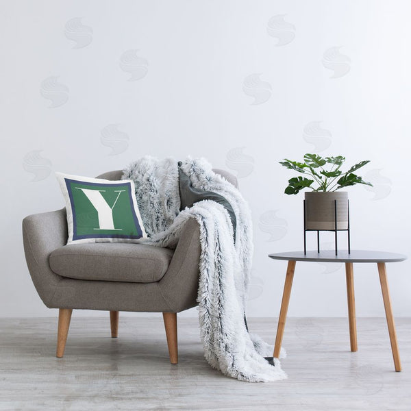 Stupell Industries Stupell Studio | Green Y Letter Initial Printed Throw Pillow