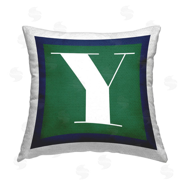 Stupell Industries Stupell Studio | Green Y Letter Initial Printed Throw Pillow