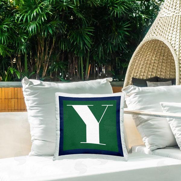 Stupell Industries Stupell Studio | Green Y Letter Initial Printed Throw Pillow