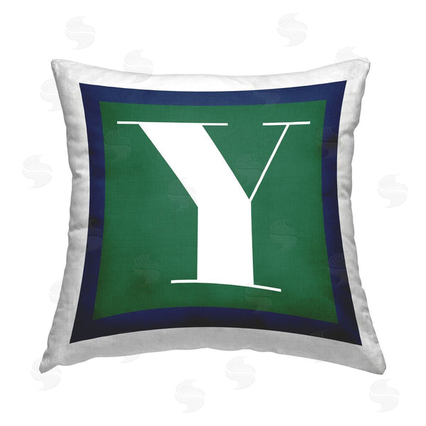 stupell industries Stupell Studio | Green Y Letter Initial Printed Throw Pillow