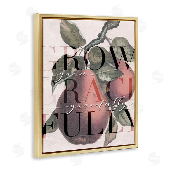 Stupell Industries Stupell Studio | Grow Gracefully Quote Red Distressed Pear Fruit