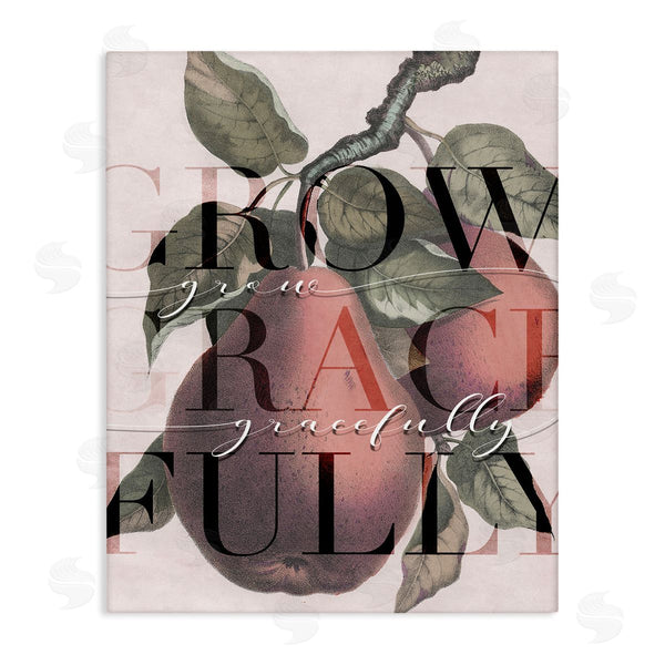 stupell industries Stupell Studio | Grow Gracefully Quote Red Distressed Pear Fruit