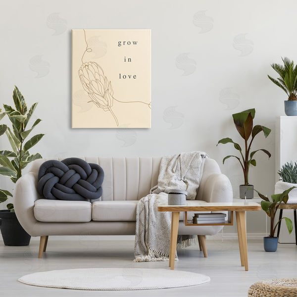 Stupell Industries Stupell Studio | Grow In Love Quote Plant Blossom Line Drawing Wall Art