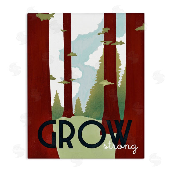 stupell industries Stupell Studio | Grow Strong Forest Trees Pines Landscape Motivational Phrase Wall Art