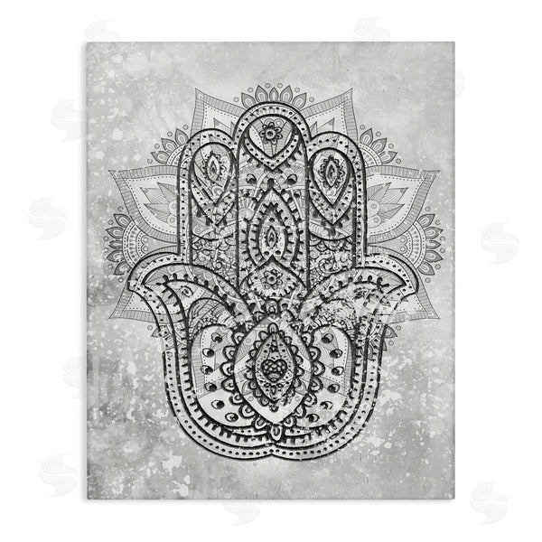stupell industries Stupell Studio | Hamsa Hand Symbol Intricate Pattern Black Grey