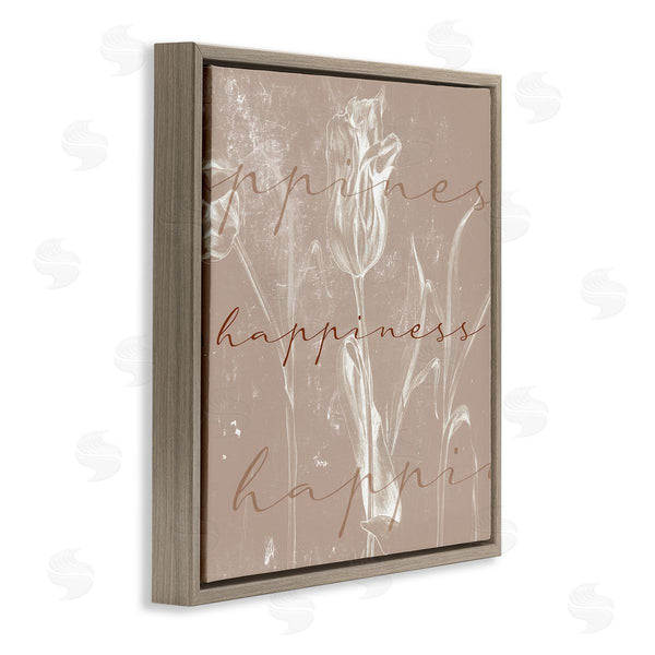 Stupell Industries Stupell Studio | Happiness Cursive Script Brown Tulip Illustration
