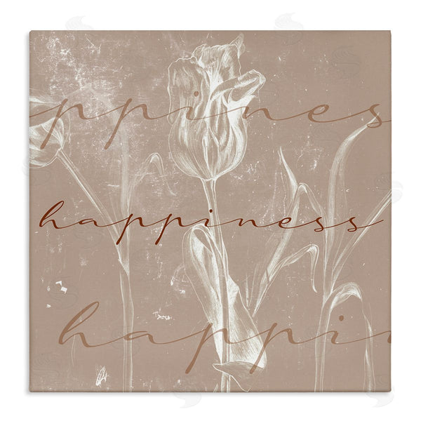 stupell industries Stupell Studio | Happiness Cursive Script Brown Tulip Illustration
