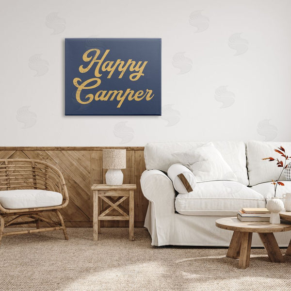 Stupell Industries Stupell Studio | Happy Camper Vintage Script Phrase Yellow Accent Wall Art