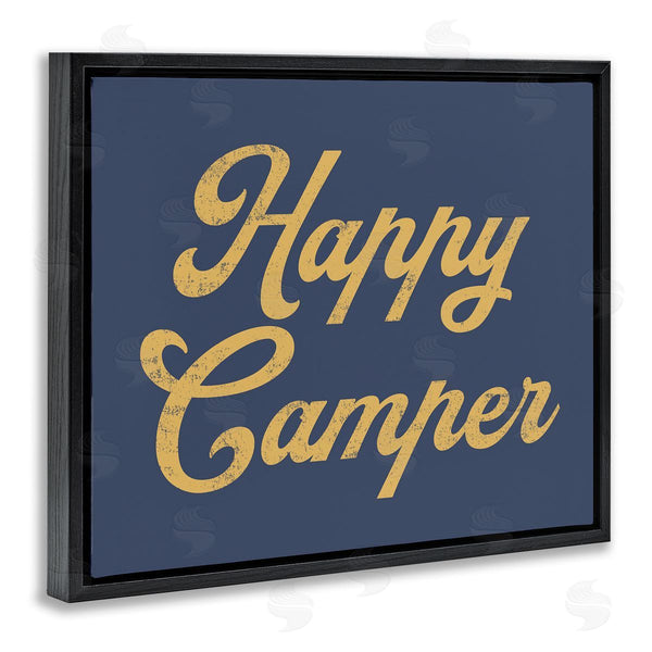 Stupell Industries Stupell Studio | Happy Camper Vintage Script Phrase Yellow Accent Wall Art