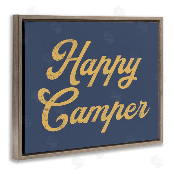 Stupell Industries Stupell Studio | Happy Camper Vintage Script Phrase Yellow Accent Wall Art