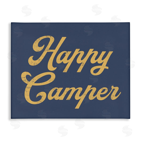 stupell industries Stupell Studio | Happy Camper Vintage Script Phrase Yellow Accent Wall Art