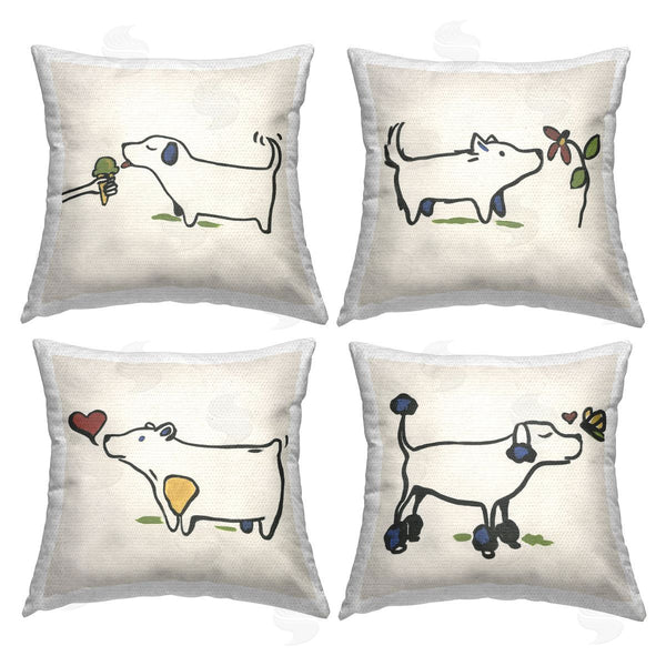 Stupell Industries Stupell Studio | Happy Doodle Animals Printed Throw Pillow Set