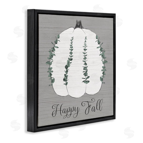 Stupell Industries Stupell Studio | Happy Fall Pumpkin With Green Eucalyptus Detail