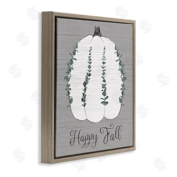 Stupell Industries Stupell Studio | Happy Fall Pumpkin With Green Eucalyptus Detail