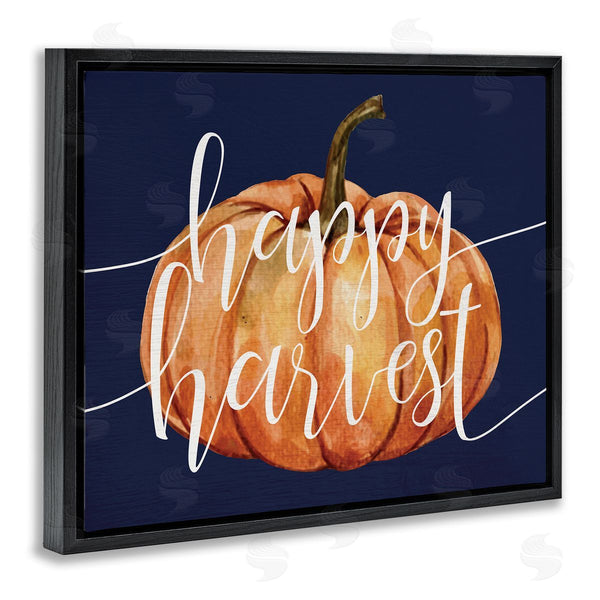 Stupell Industries Stupell Studio | Happy Harvest Phrase Orange Pumpkin Over Blue Wall Art