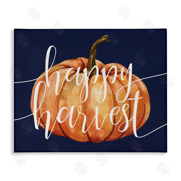 stupell industries Stupell Studio | Happy Harvest Phrase Orange Pumpkin over Blue Wall Art