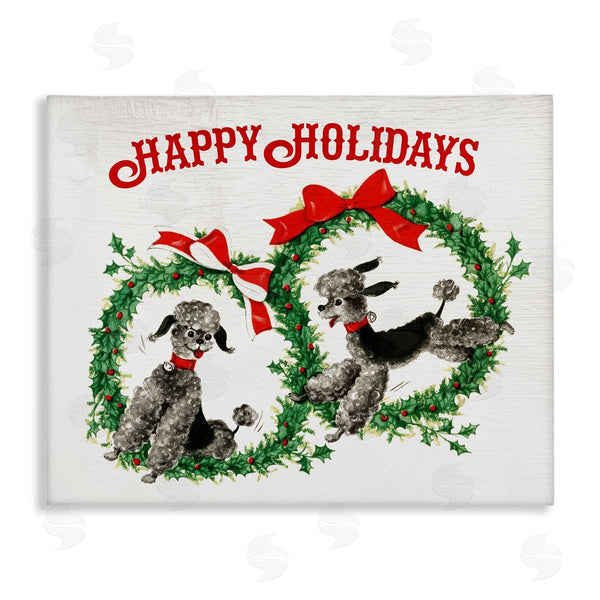 stupell industries Stupell Studio | Happy Holidays Saying Festive Toy Poodle Wreaths Wall Art