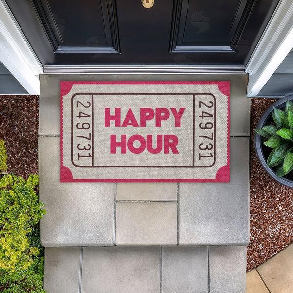 Stupell Industries Stupell Studio | Happy Hour Ticket Stub Faux Sisal Door Mat