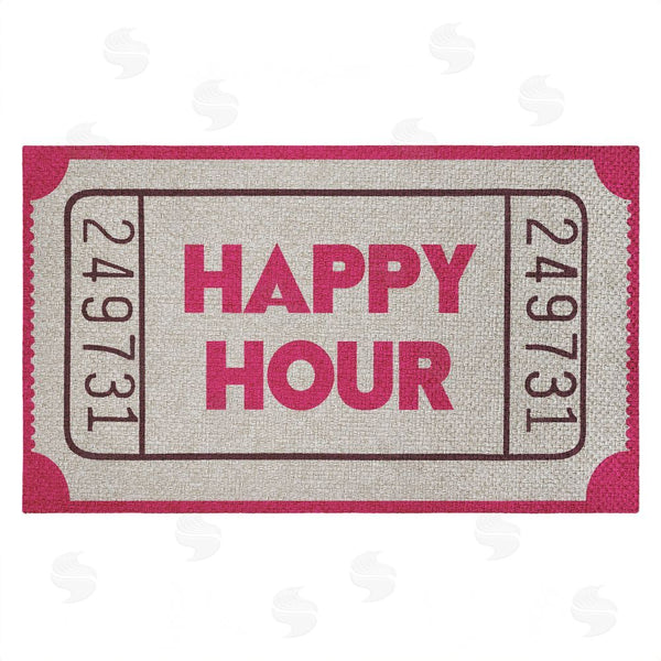 stupell industries Stupell Studio | Happy Hour Ticket Stub Faux Sisal Door Mat