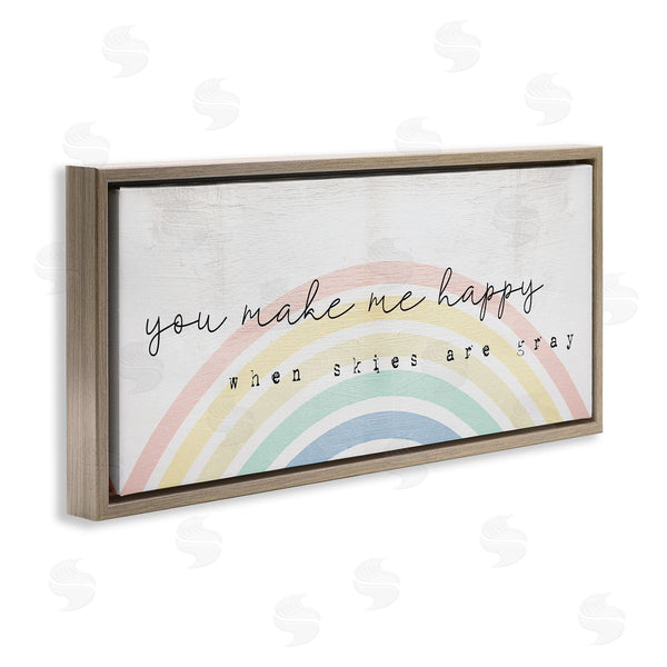 Stupell Industries Stupell Studio | Happy Phrase Rustic Rainbow Wall Art