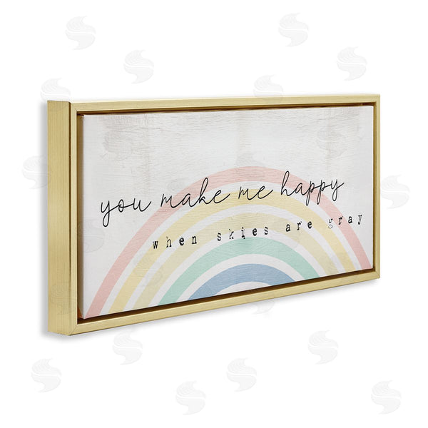 Stupell Industries Stupell Studio | Happy Phrase Rustic Rainbow Wall Art
