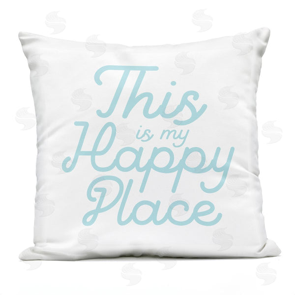Stupell Industries Stupell Studio | Happy Place Blue Simple Script Text Quote Printed Throw Pillow