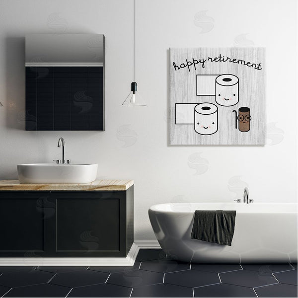 Stupell Industries Stupell Studio | Happy Retirement Witty Toilet Paper Grain Pattern Wall Art
