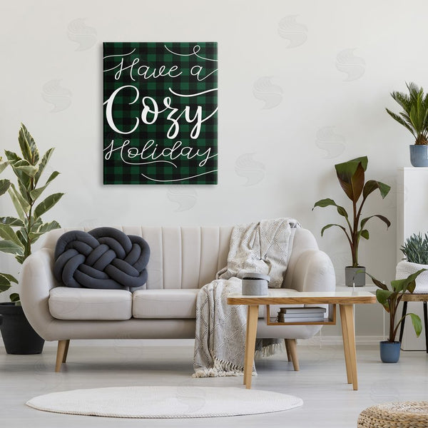 Stupell Industries Stupell Studio | Have A Cozy Holiday Phrase Winter Green Plaid Wall Art