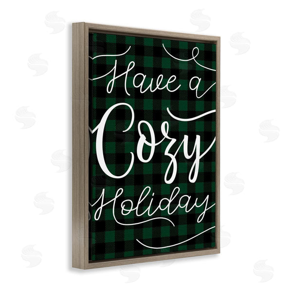 Stupell Industries Stupell Studio | Have A Cozy Holiday Phrase Winter Green Plaid Wall Art