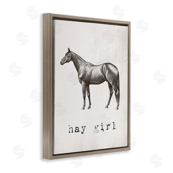 Stupell Industries Stupell Studio | Hay Girl Funny Horse Pun Vintage Equestrian Portrait Wall Art