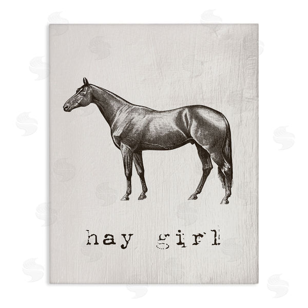 stupell industries Stupell Studio | Hay Girl Funny Horse Pun Vintage Equestrian Portrait Wall Art