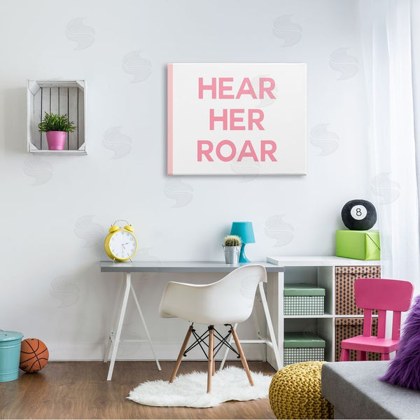 Stupell Industries Stupell Studio | Hear Her Roar Children's Phrase Bold Pink White Wall Art