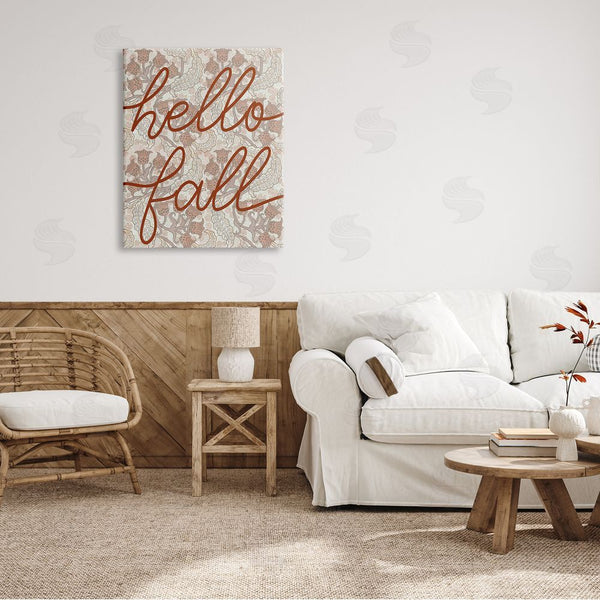 Stupell Industries Stupell Studio | Hello Fall Greeting Paisley Red Bellflower Vintage Pattern Wall Art